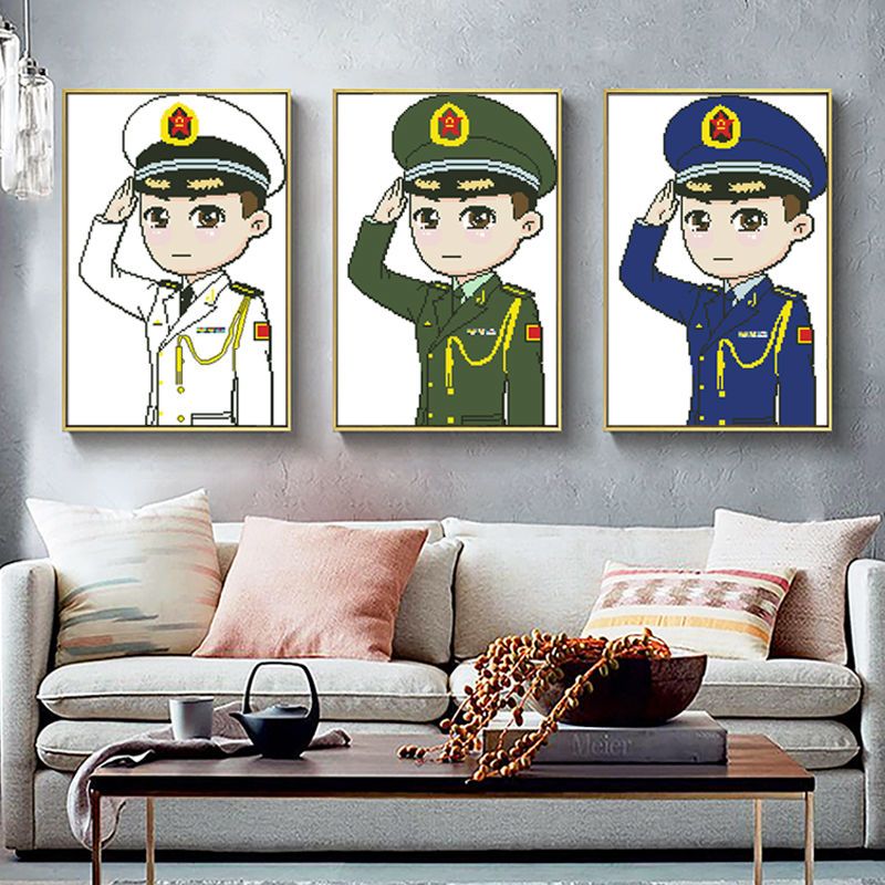 兵哥哥十字绣定做2020新款钻石画军人海陆空火箭消防员手工diy