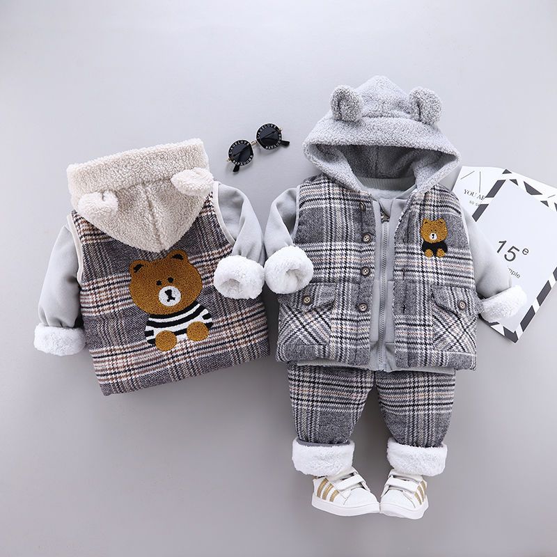 男童秋冬套装2020新款宝宝冬装加绒三件套婴儿童装0-4岁外套衣服3