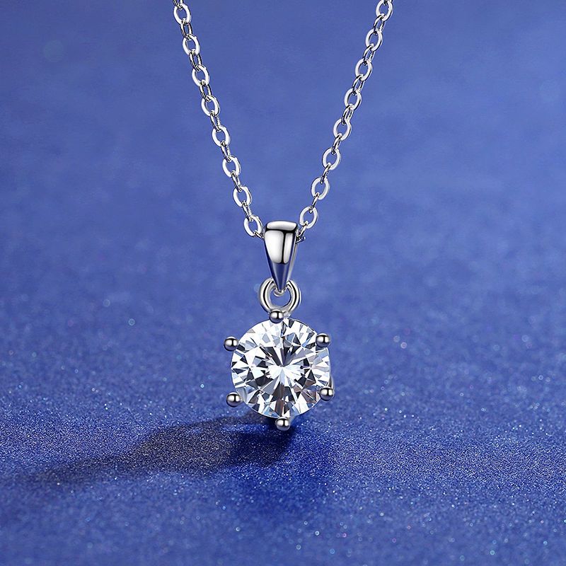 新款pt950铂金项链女莫桑钻石吊坠925银锁骨链ins吊坠情人节礼物