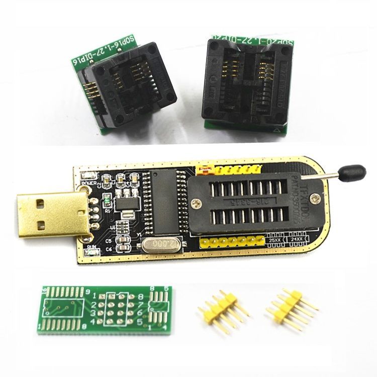 土豪金CH341A编程器USB主板路由液晶BIOS/FLASH/24/25烧录器