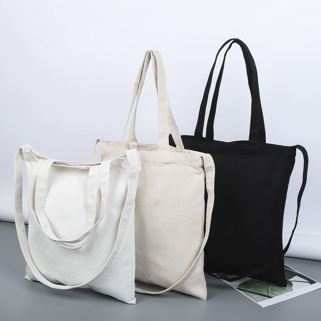 Solid color canvas bag Korean version one shoulder simple large capacity shopping environment friendly portable canvas bag