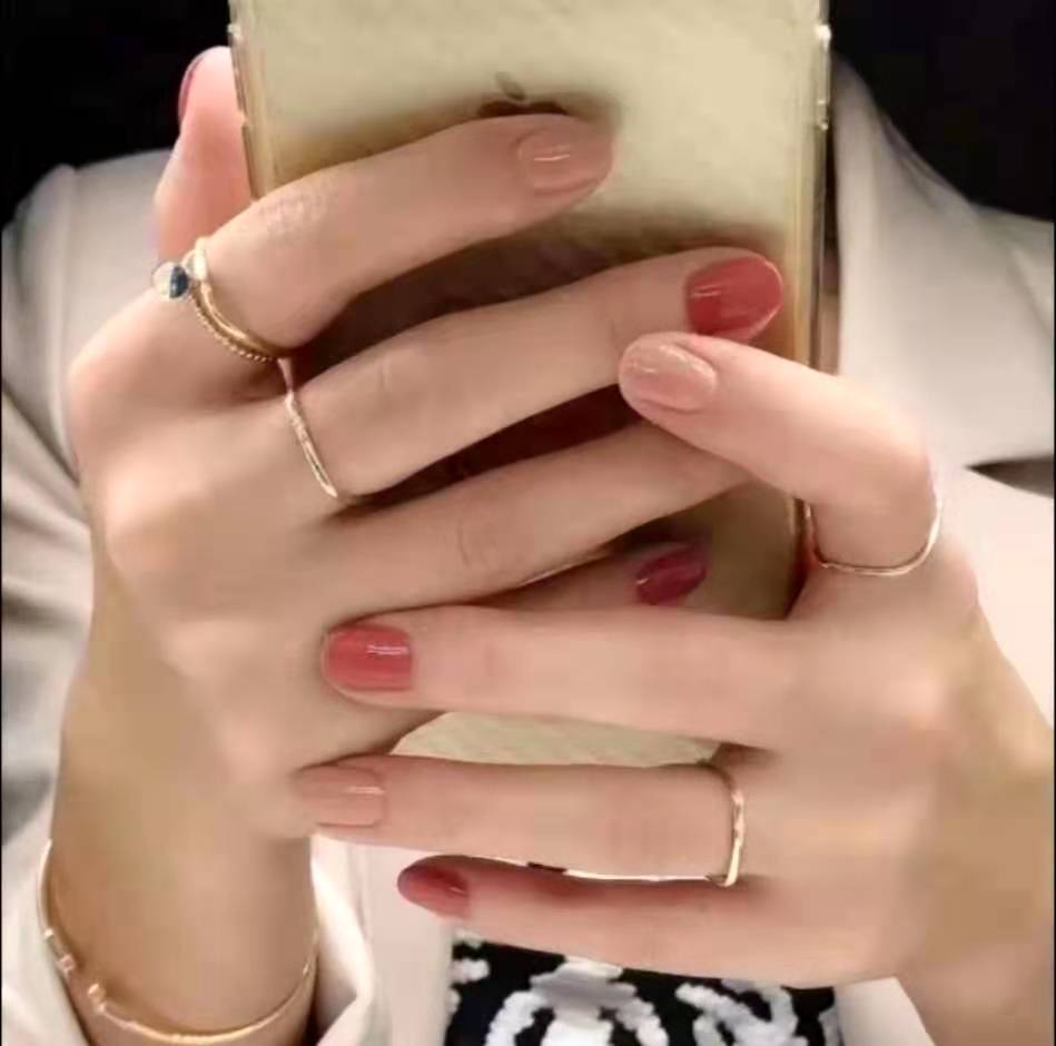 S925纯银周家小方圈同款戒指女ins不掉色精致方形素圈情侣款指环