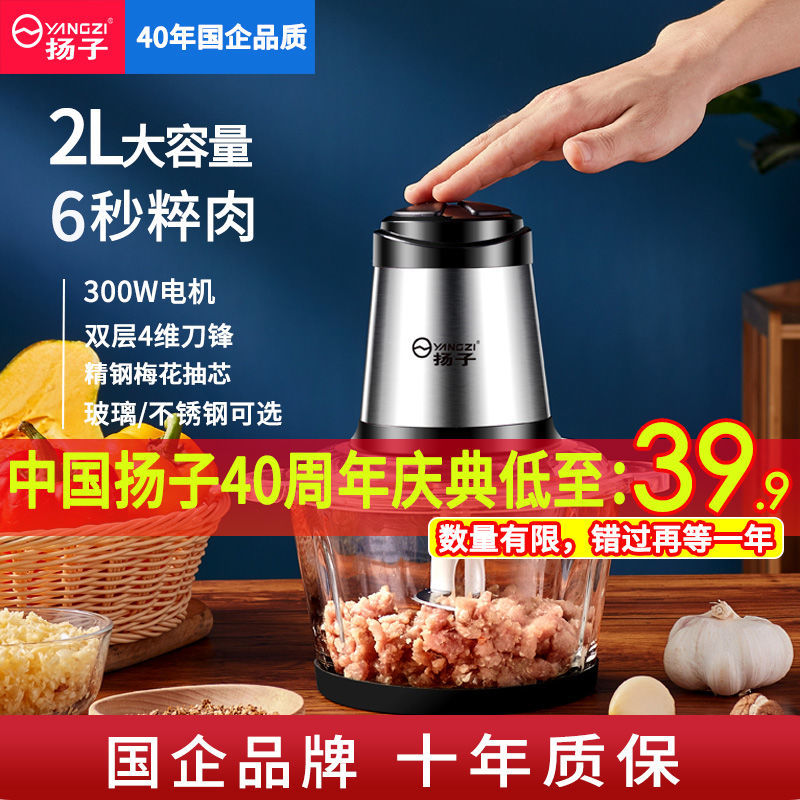 扬子绞肉机家用电动多功能辣椒胡椒粉蒜泥肉馅搅拌料理机切肉机