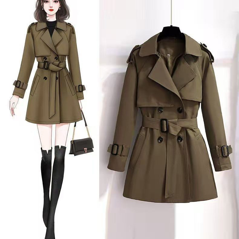 Cotton / no cotton short large windbreaker women's medium and long workwear British style thin winter coat woman