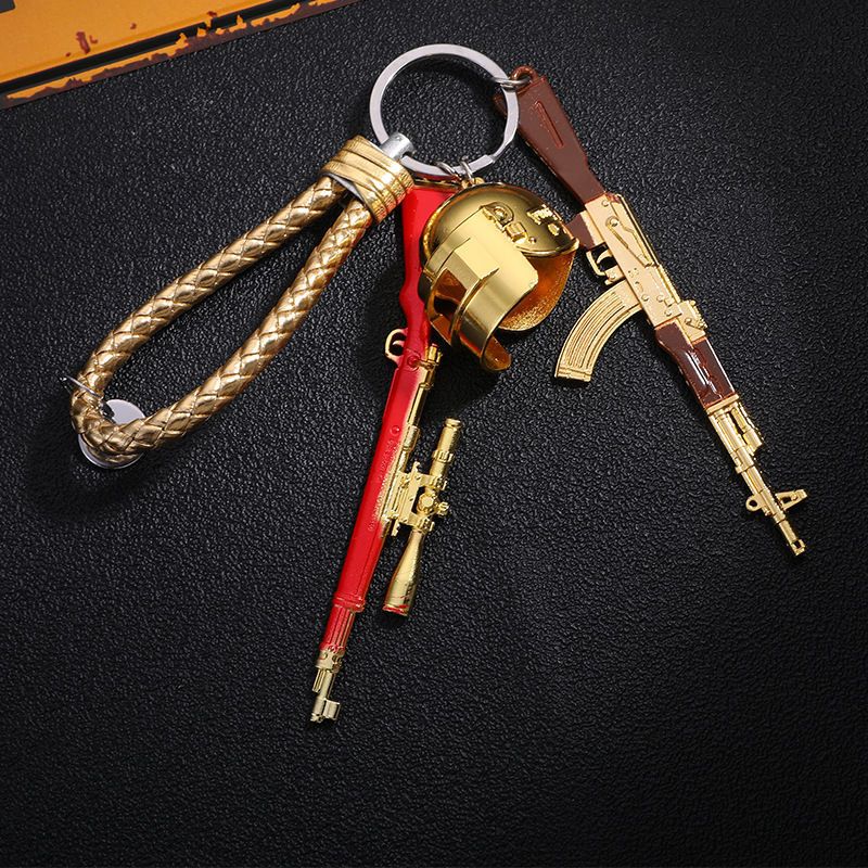 绝地求生大逃杀吃鸡周边98k钥匙扣挂件三级头盔平底锅awm和平精英