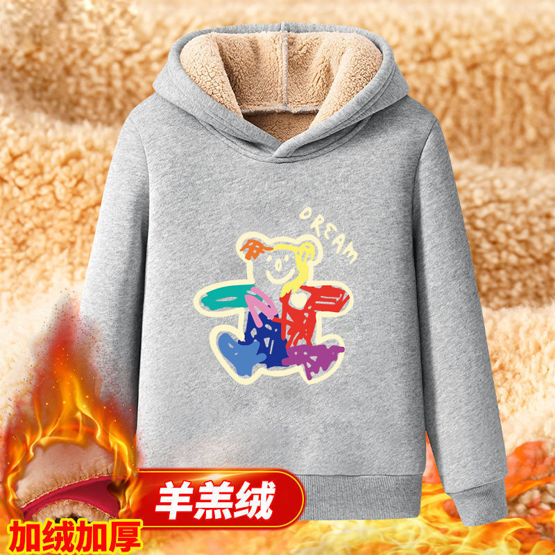 Semir Group's Cotton Cotton Winter Boys and Girls New Fashion Comfortable Casual Plush Hooded Printed Sweater