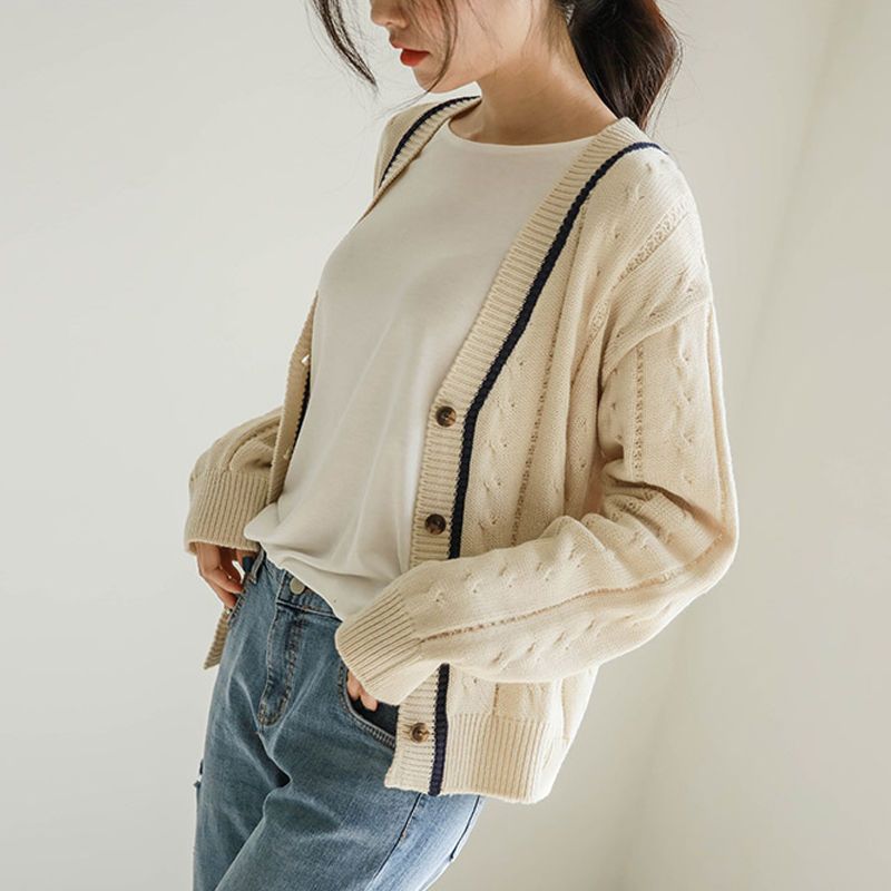毛衣女开衫外套2021新款春秋季宽松短款外穿小香上衣长袖厚针织衫