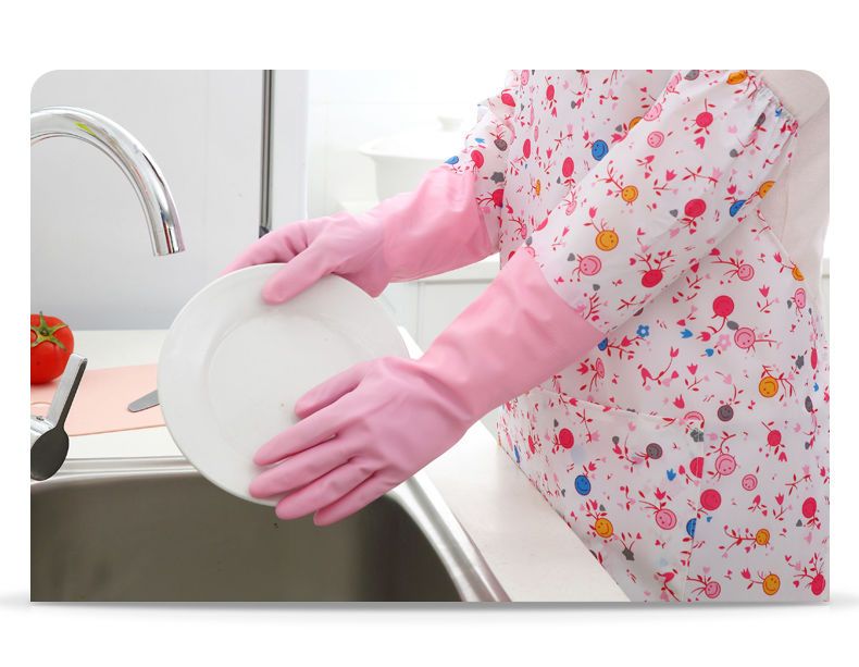 家用防水加绒洗碗手套女厨房加厚橡胶清洁家务洗衣服做菜神器冬季