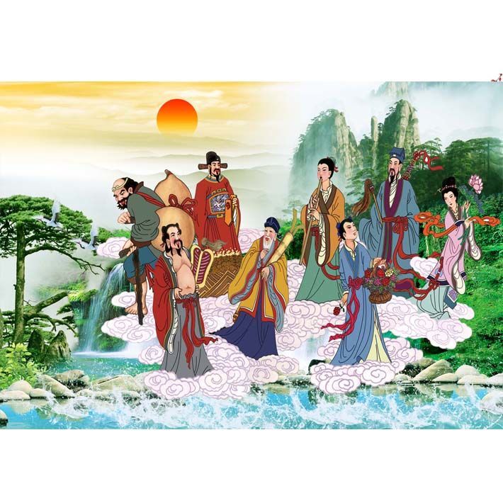 八仙图八仙过海神仙画八仙祝寿图佛像中堂画镇宅辟邪招财风水画47