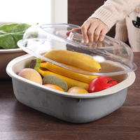 双层家用厨房洗菜盆创意水果篮塑料带盖果盆沥水漏盆淘米篮沥水盆