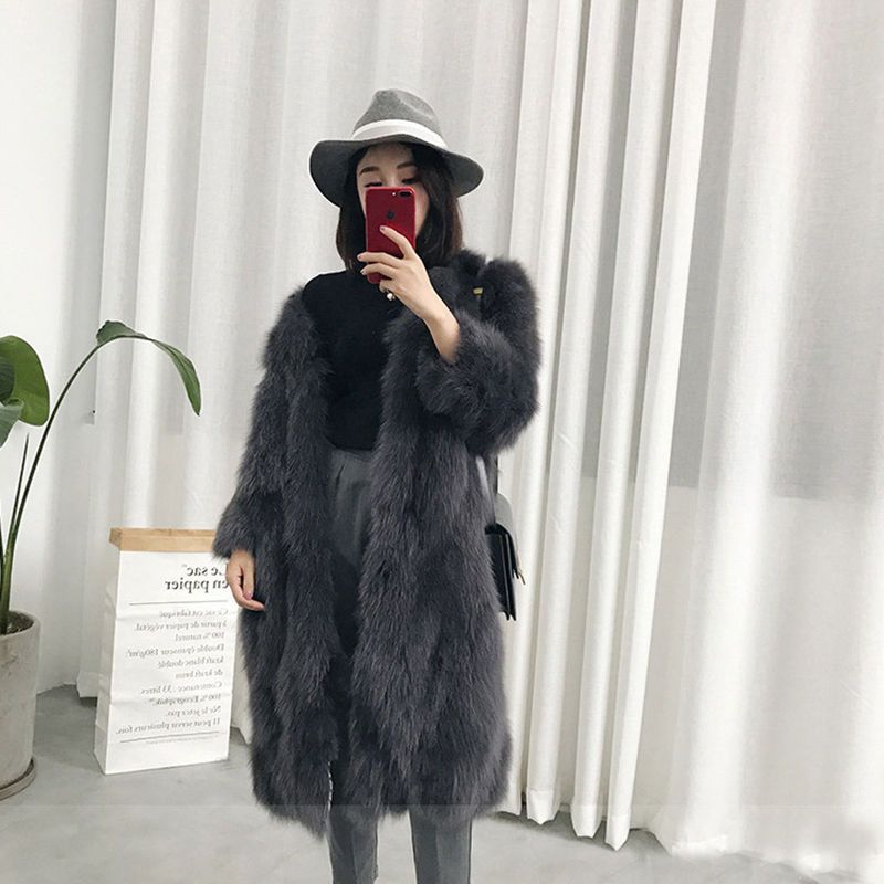 2020 new autumn and winter fur coat women's medium-length fox fur coat woven raccoon fur coat fur coat
