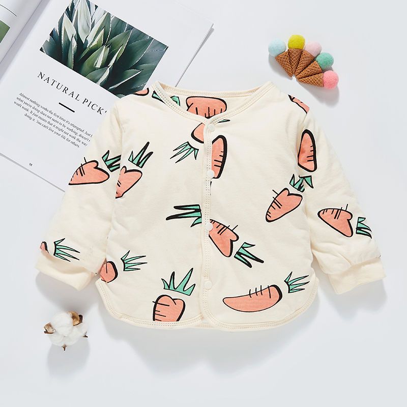 Baby clothes spring and autumn thin section quilted liner boys and girls baby coat autumn and winter single piece thickened warm top