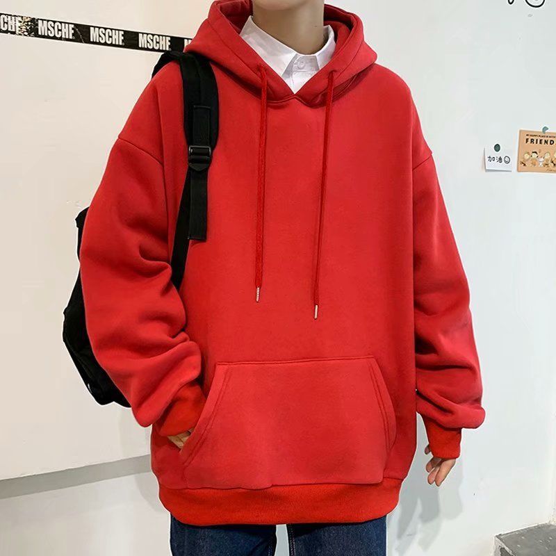 Men's sweater, Korean version, hooded and versatile, pure color trend, social personality, youth, Japanese style of literature and art