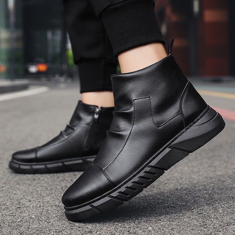 Martin boots men's autumn and winter British style high-top leather shoes men's Korean version of the trend all-match cotton shoes plus velvet men's leather boots