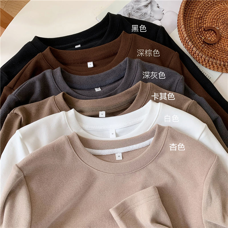 2020 new thickened denim self heating base coat women's autumn and winter warm T-shirt with ground WOOL LONG SLEEVE TOP