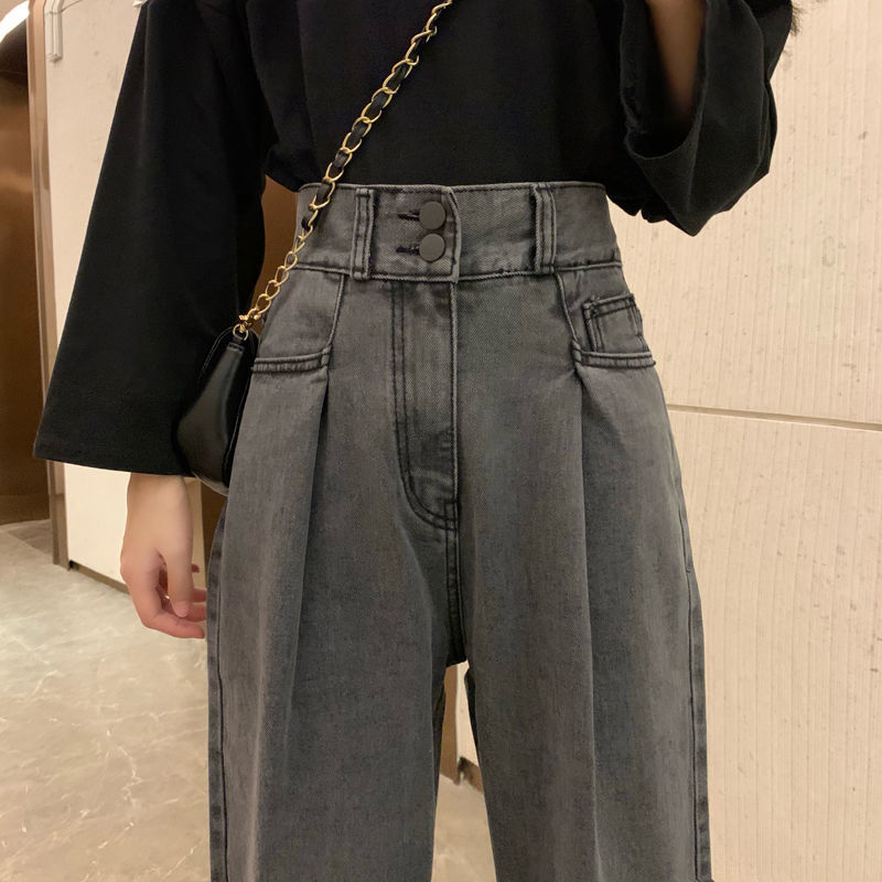 冬季加絨牛仔褲女高腰顯瘦百搭寬鬆韓版2020新款加厚闊腿直筒褲子