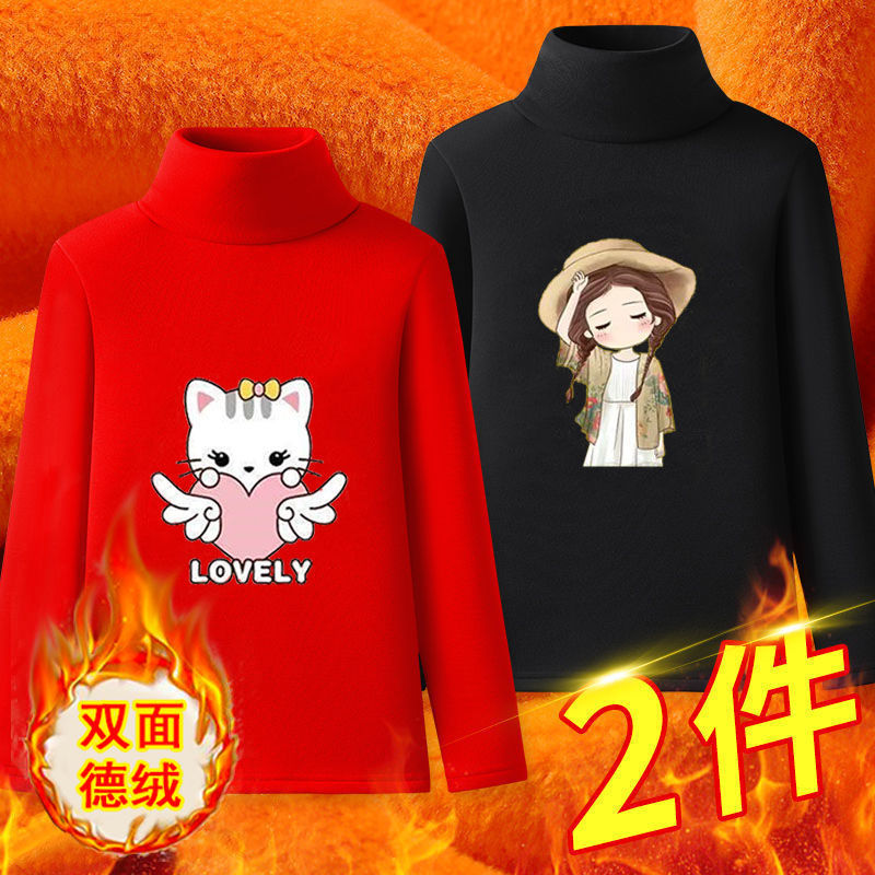 女童半高領打底衫冬季德絨兒童秋冬裝上衣內穿小女孩中大童保曖衣