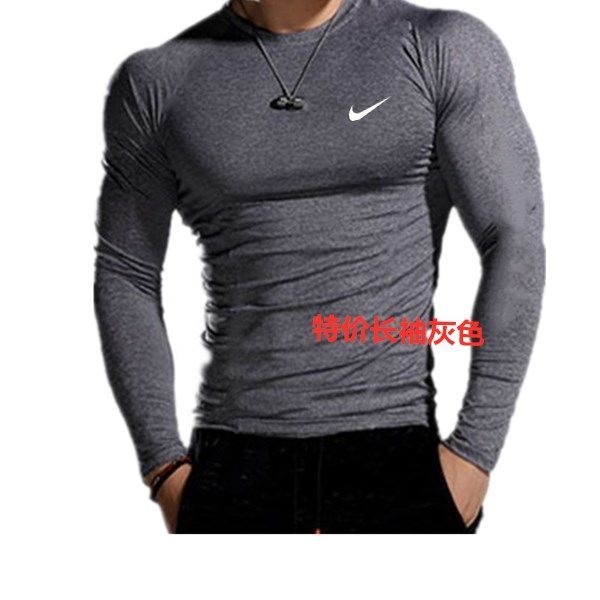 Winter sports tights men's long sleeve high elastic bottom shirt running track and field basketball training T-shirt fitness clothes quick drying