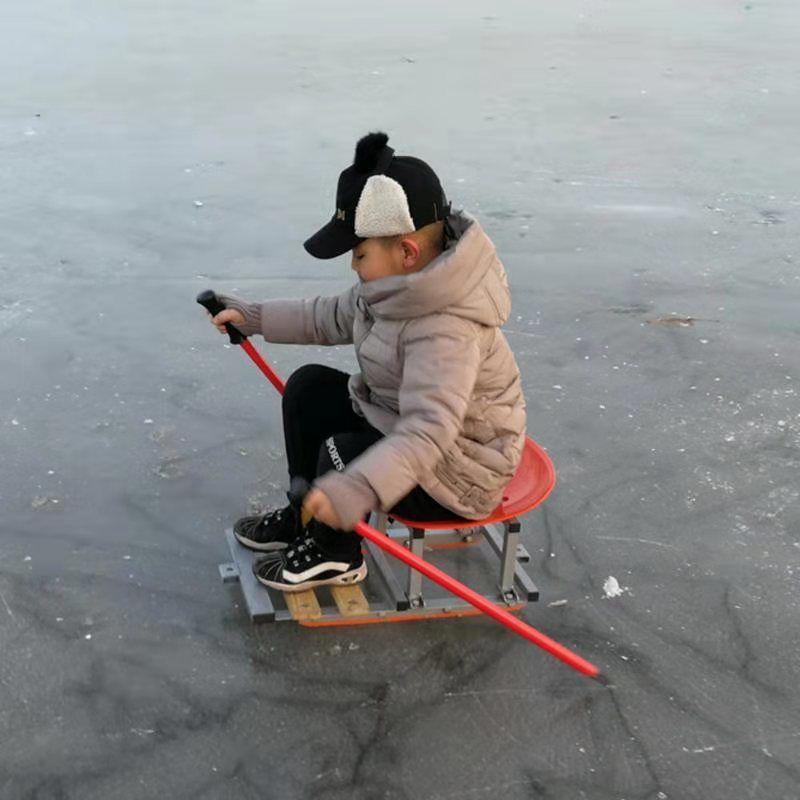 滑冰车儿童亲子情侣冰车冬季户外娱乐玩具滑冰场冰爬犁传统溜冰车