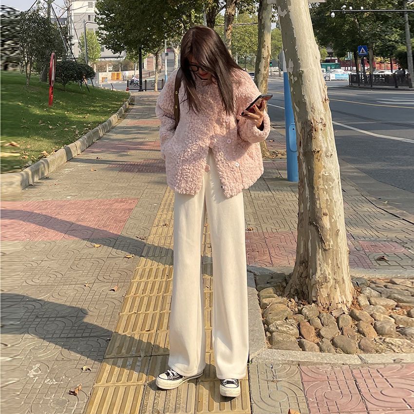 Plush / non Plush wide leg pants for women in autumn and winter
