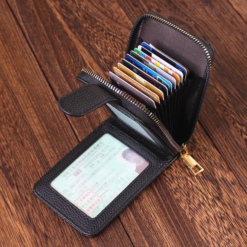 New anti magnetic card bag men's driving license card bag women's zipper multi function card cover driver's license integrated Wallet