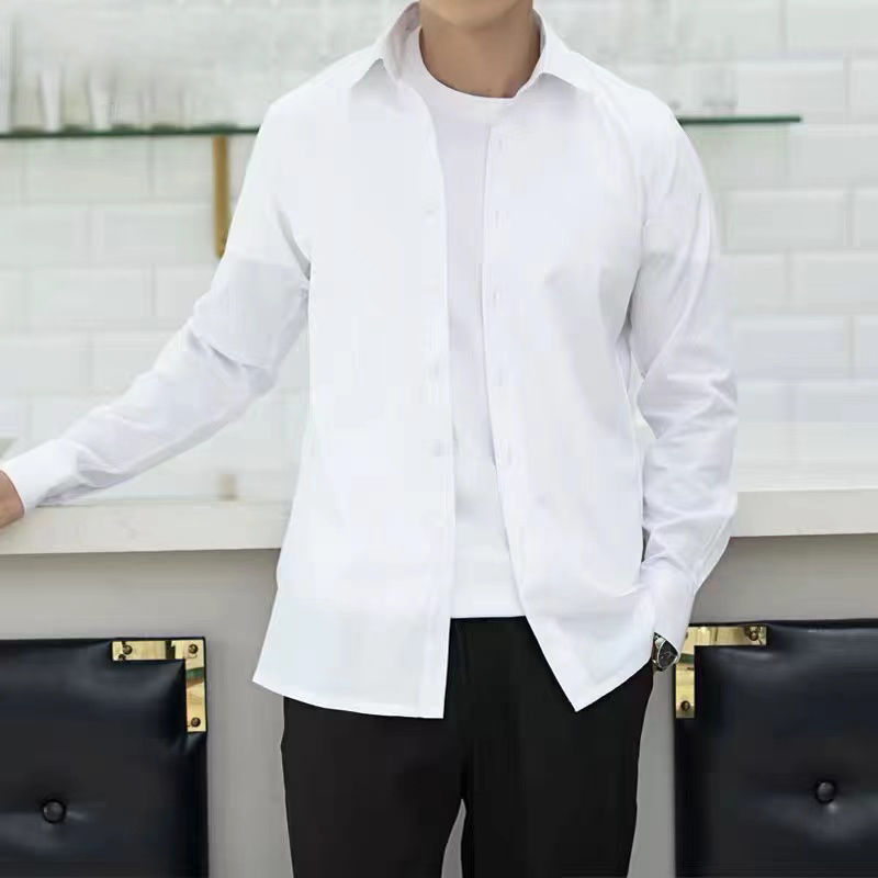 白襯衫男士長袖港風衣服潮流帥氣春秋季百搭襯衣男裝外套外衣上衣