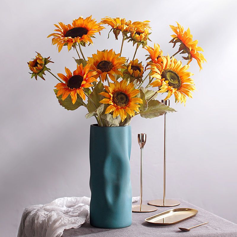向日葵仿真花假花束客厅摆件落地插花花艺装饰品干花瓶餐桌摆设花 虎窝拼