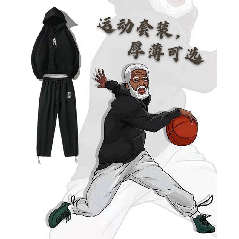 篮球束脚裤卫衣套装男秋冬加绒加厚出场欧文科比卫裤nba运动服潮