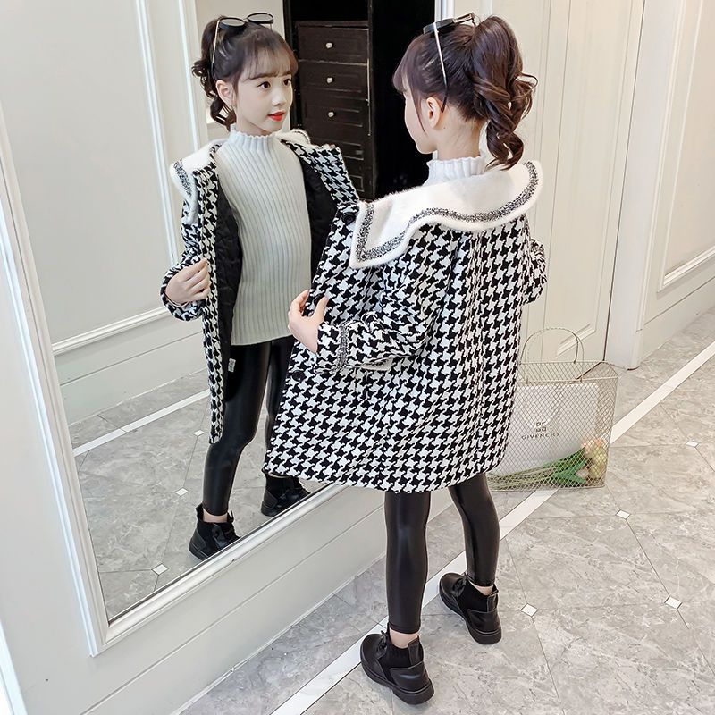 女童春秋外套2023新款中長款小女孩兒童裝秋冬裝洋氣加厚呢子大衣