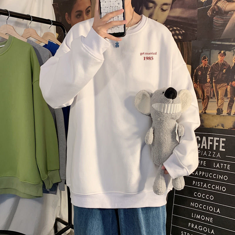 冬季衛衣男加絨加厚韓版冬裝寬鬆潮流帥氣男士圓領上衣服ins外套