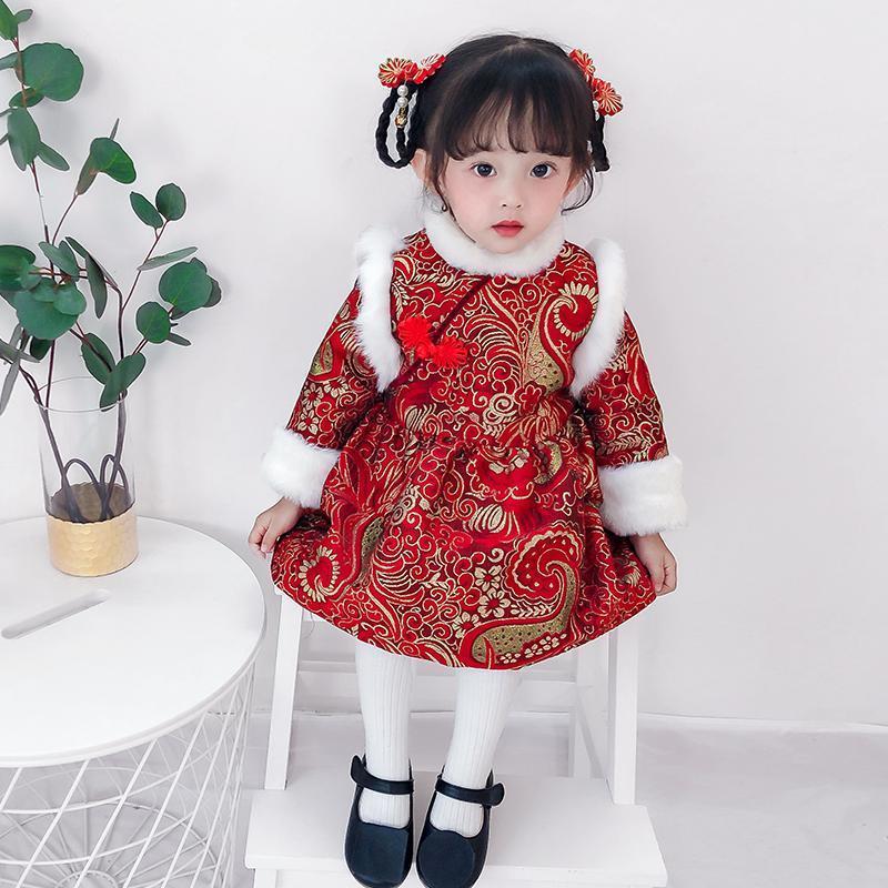 女宝宝拜年服冬装儿童中国风唐装婴儿周岁过年棉衣新年装女童旗袍