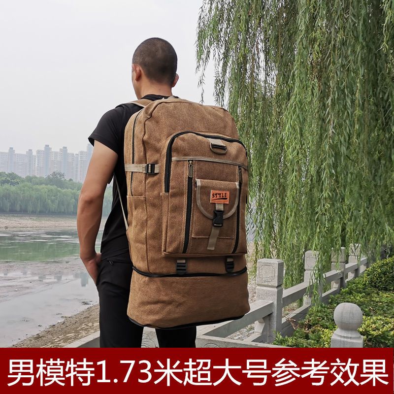 New 100L extra large capacity thickened canvas Luggage Backpack men's and women's outdoor mountaineering bag work Backpack