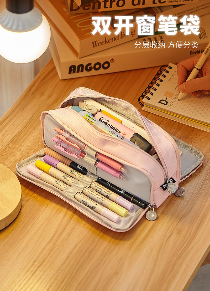 高颜值日系ins大容量铅笔盒韩版简约初中生帆布文具袋女可爱笔袋
