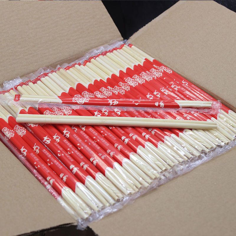 红色一次性筷子结婚喜庆用品圆筷子连体筷婚礼酒席餐具筷红双喜筷