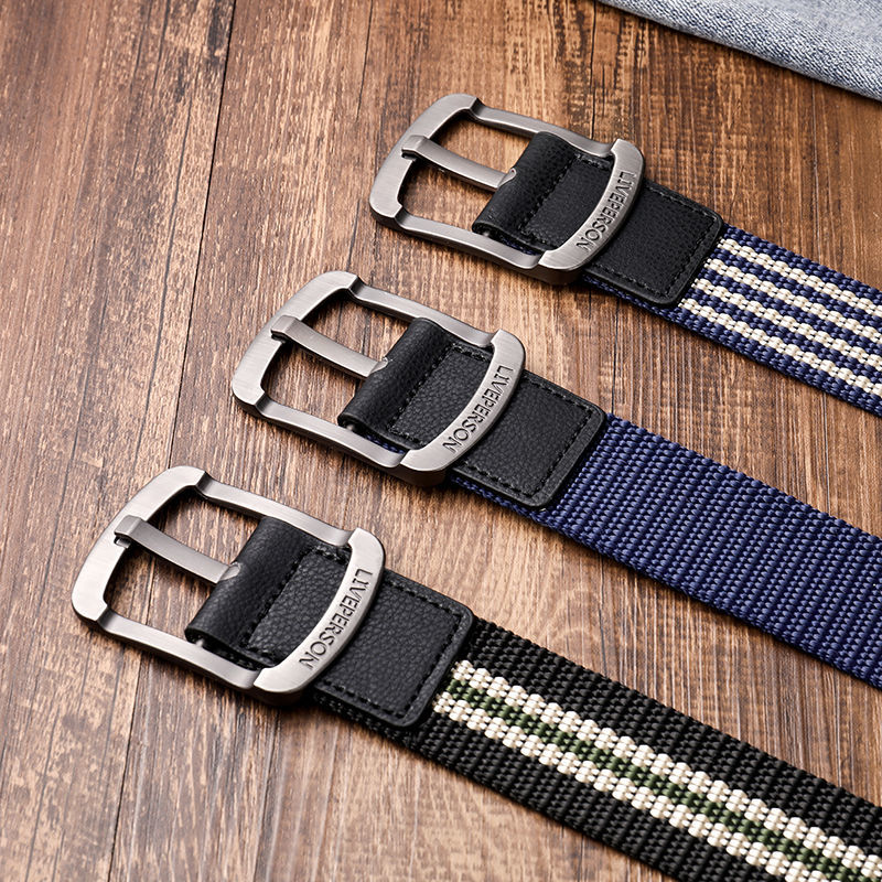 Pin buckle canvas belt men's and women's belt casual jeans belt Korean student pin buckle military training belt outdoor