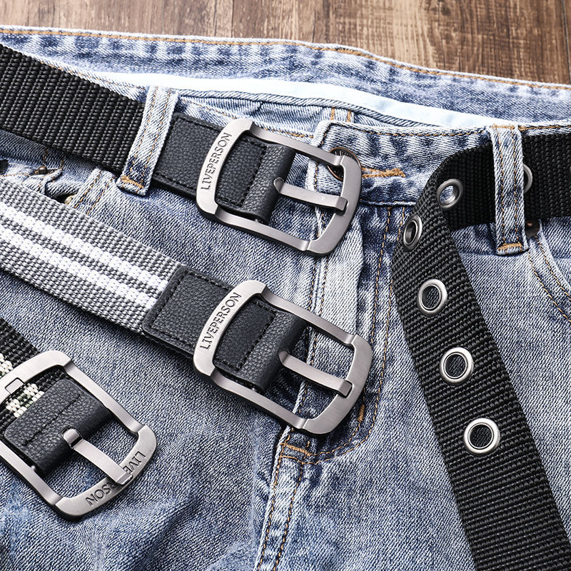 Pin buckle canvas belt men's and women's belt casual jeans belt Korean student pin buckle military training belt outdoor