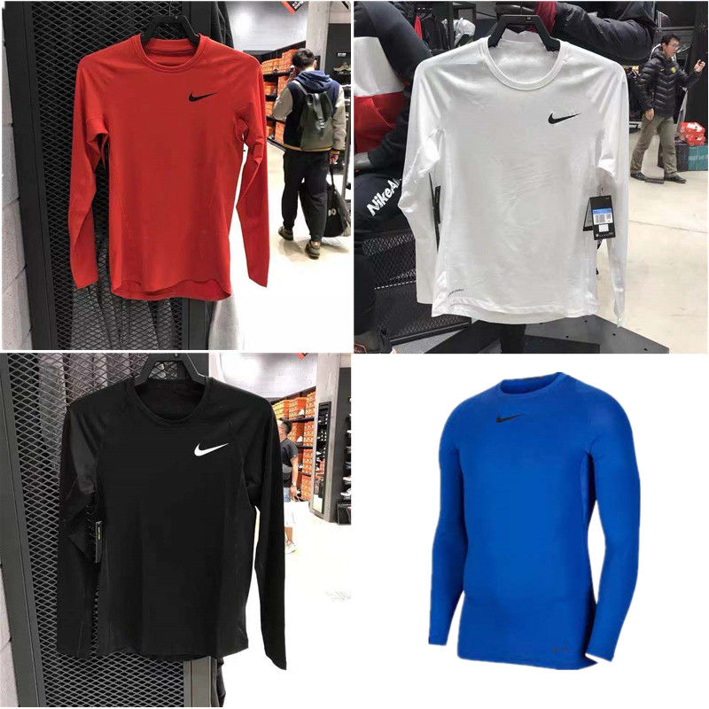 Winter sports tights men's long sleeve high elastic bottom shirt running track and field basketball training T-shirt fitness clothes quick drying