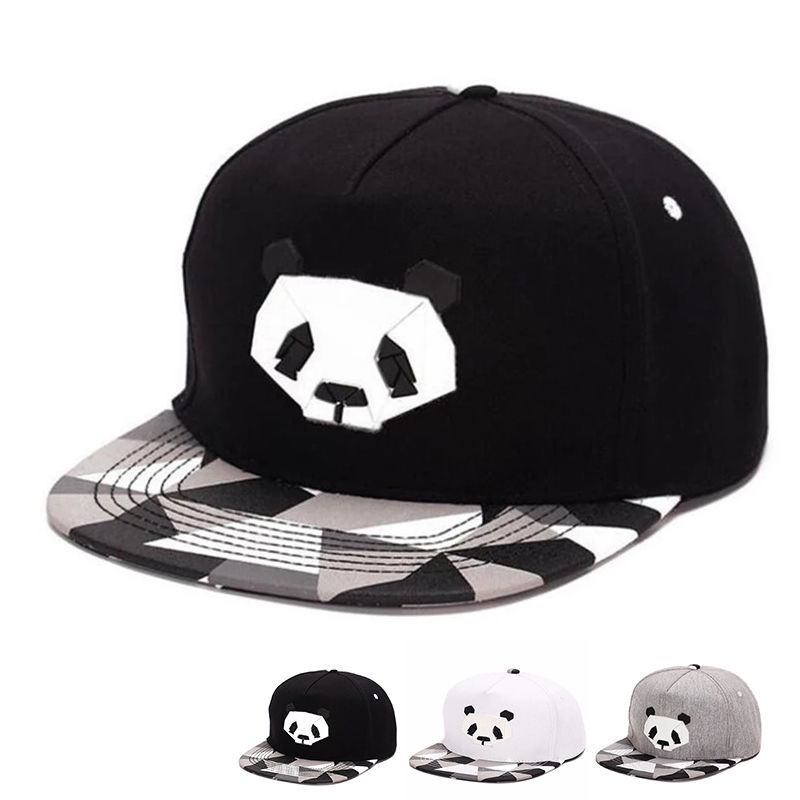 Cappello hip-hop in cartone animato in cotone versione coreana per uomo e donna Cappello a tesa piatta panda 3D per studenti_voghion.com