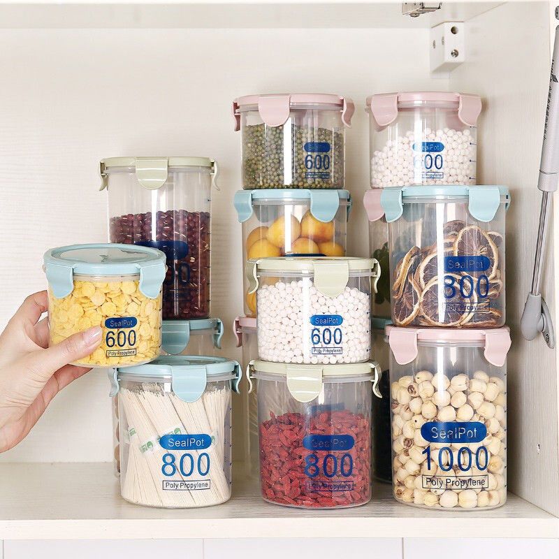 Kitchen fresh plastic sealed can, tea can, grain storage box, plastic household snack storage box