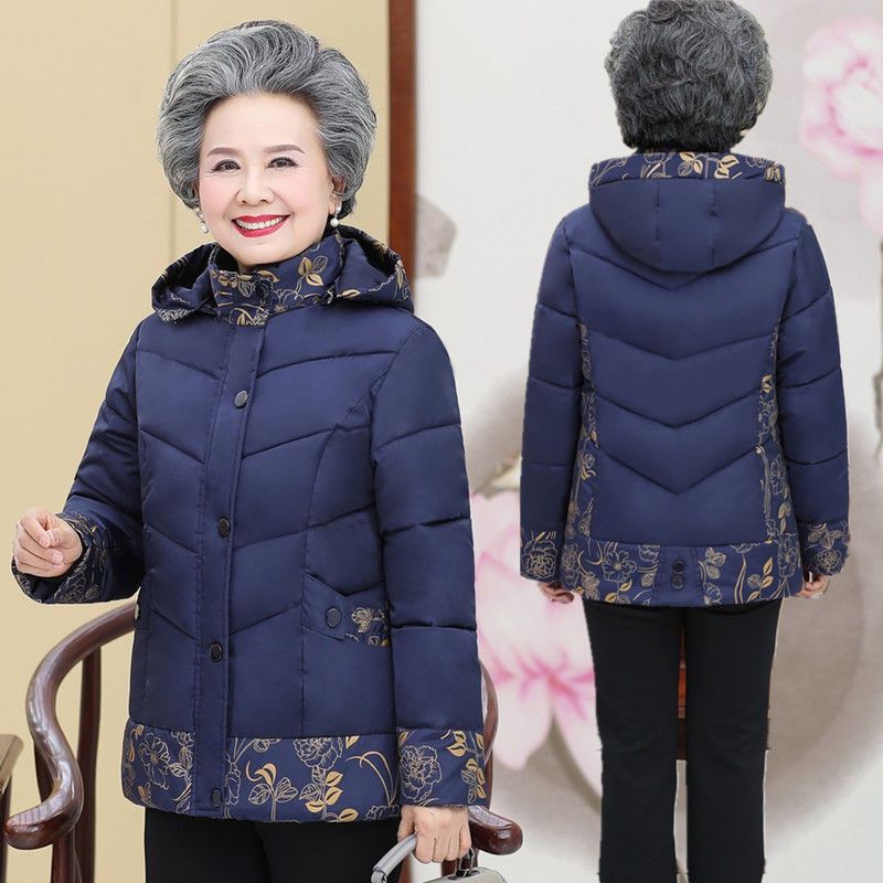 中老年女装羽绒棉服妈妈装冬装外套60岁70老人衣服女奶奶加厚棉袄