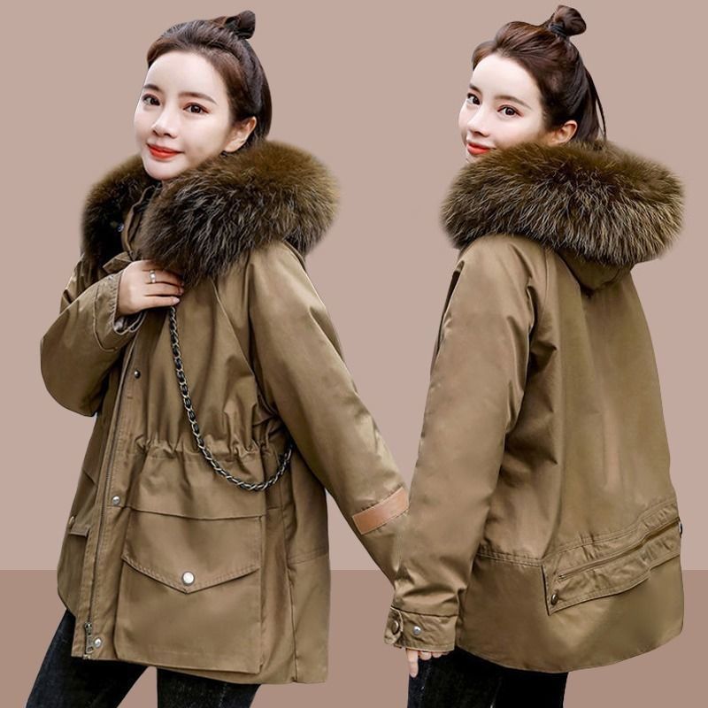 加绒加厚派克服女冬装棉衣外套棉服棉袄2021年新款短款收腰小个子