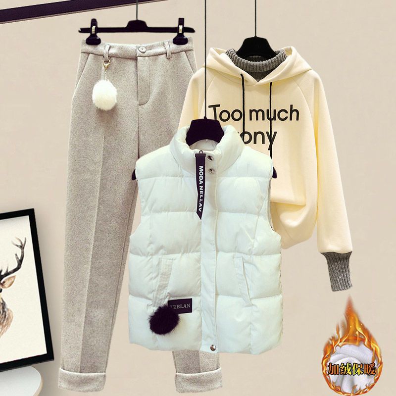 Gentle autumn and winter wear with winter women's wear with temperament vest, trousers, autumn and winter suit, women's three piece set