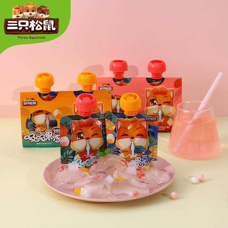 新品【三只松鼠乳酸吸吸果冻多袋组合】网红布丁果冻零食糖果儿童