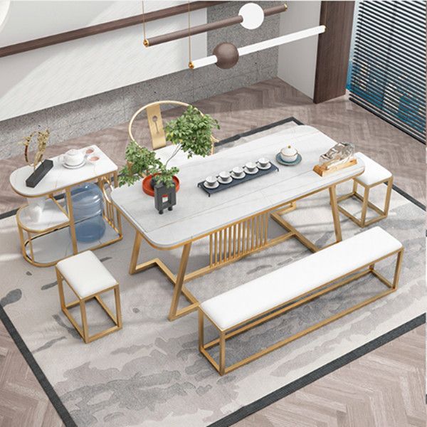 新中式茶桌椅组合现代简约茶几轻奢办公室功夫茶台阳台岩板泡茶桌