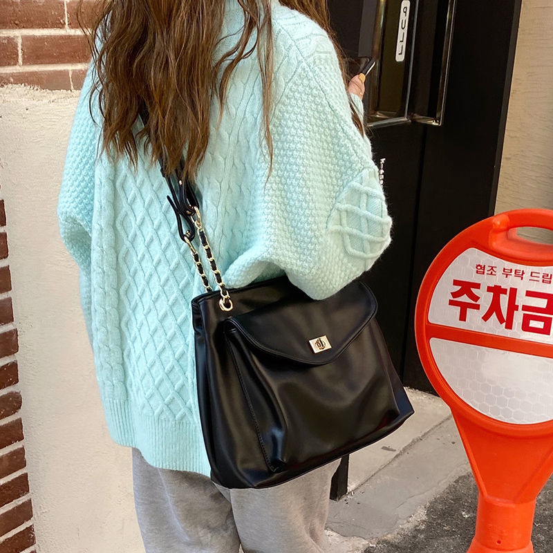 2020秋冬新款韓版時尚大容量簡約ins復古挎包百搭單肩斜跨大包女