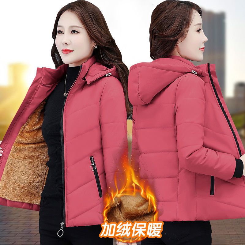 羽绒棉服女短款轻薄小棉袄妈妈2021年新款潮女士冬季外套女装棉衣【2