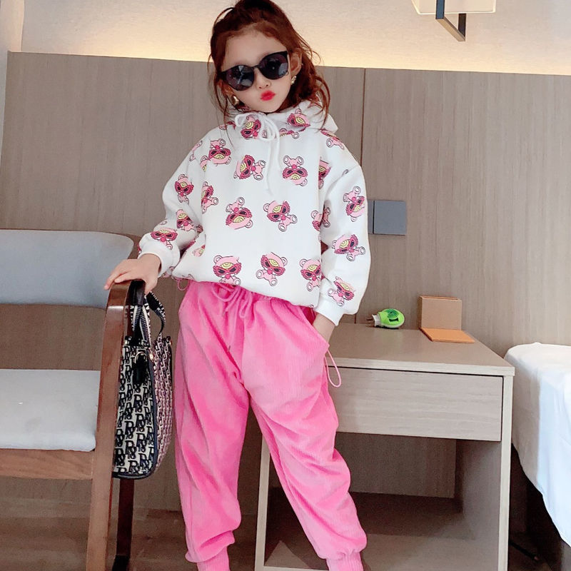 Girls hooded sweater Boys and girls Korean version of the new fashion autumn and winter children's fleece thickened warm hooded sweater tide