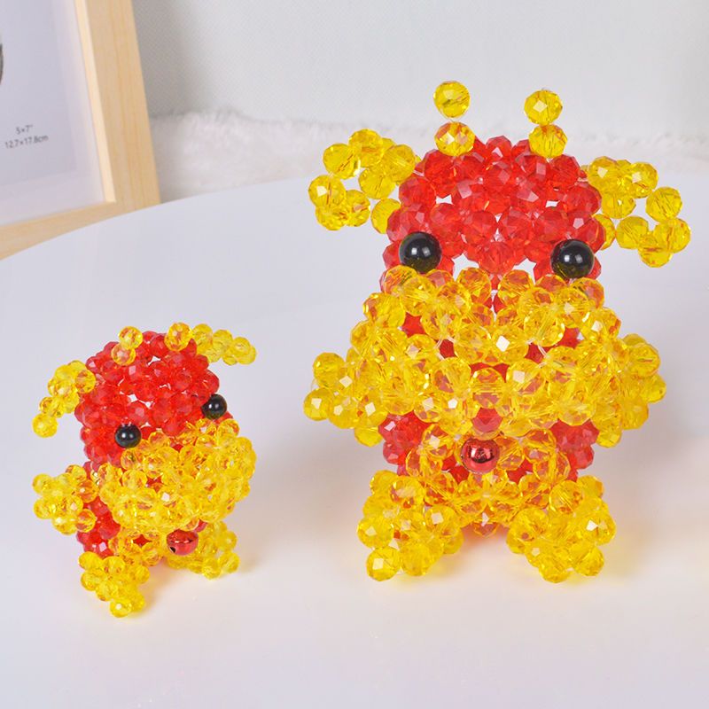 手工diy串珠材料包水晶福牛摆件汽车摆设家居客厅散珠制作