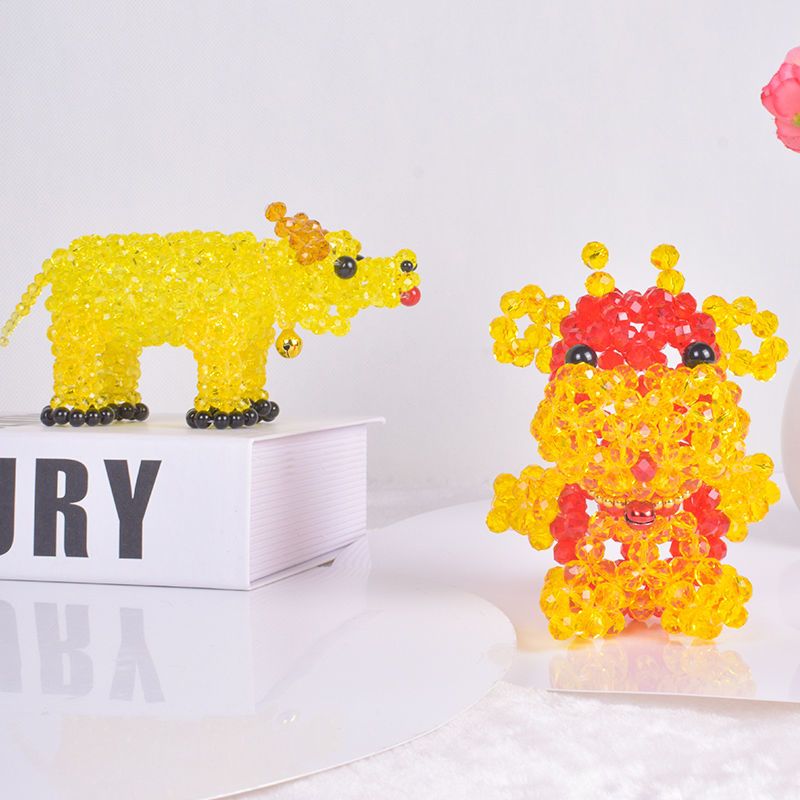手工diy串珠材料包水晶福牛摆件汽车摆设家居客厅散珠制作