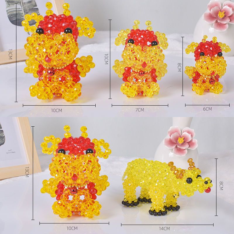 手工diy串珠材料包水晶福牛摆件汽车摆设家居客厅散珠制作